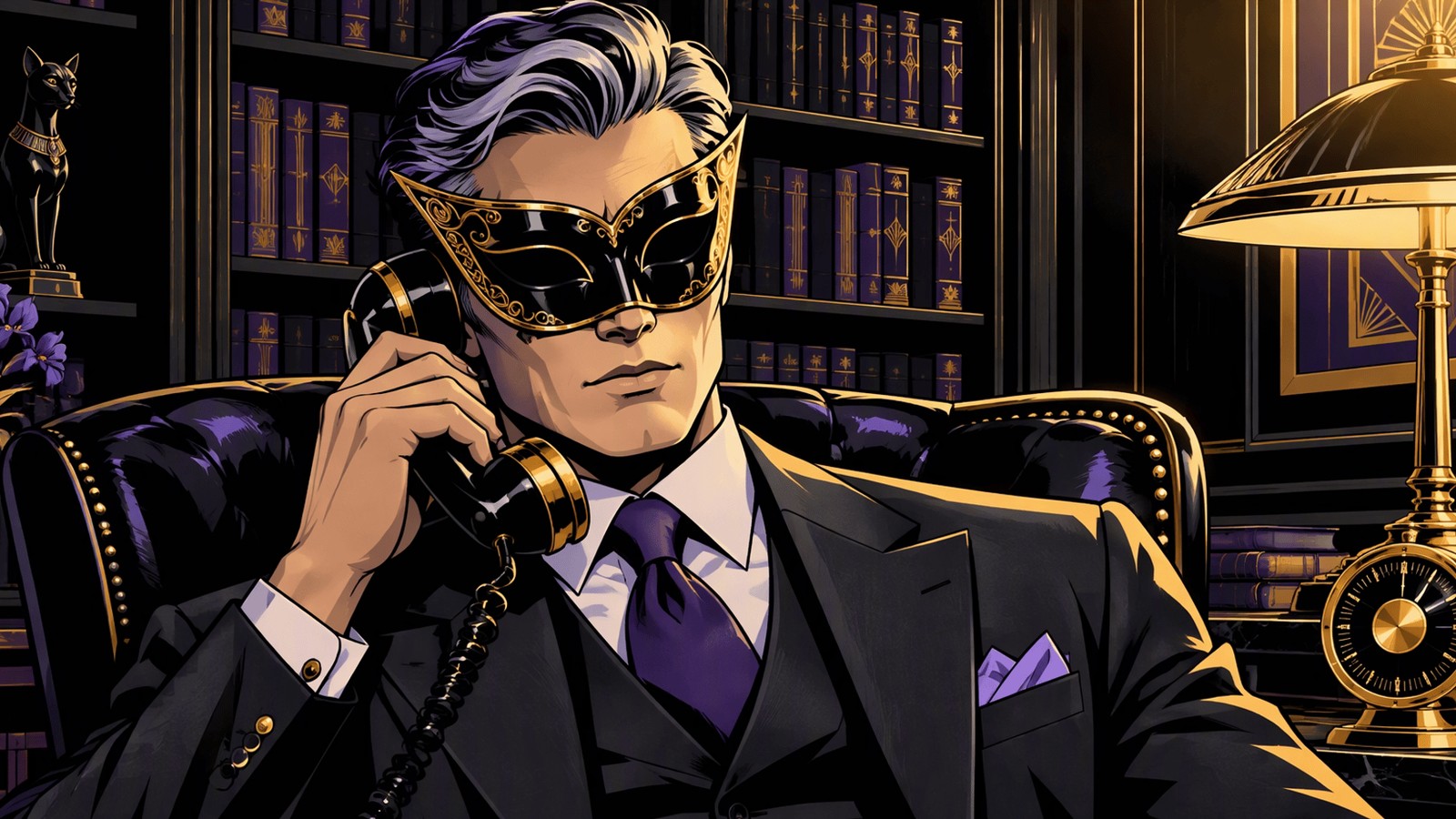 Expert Line — masked comic noir advisor on demand