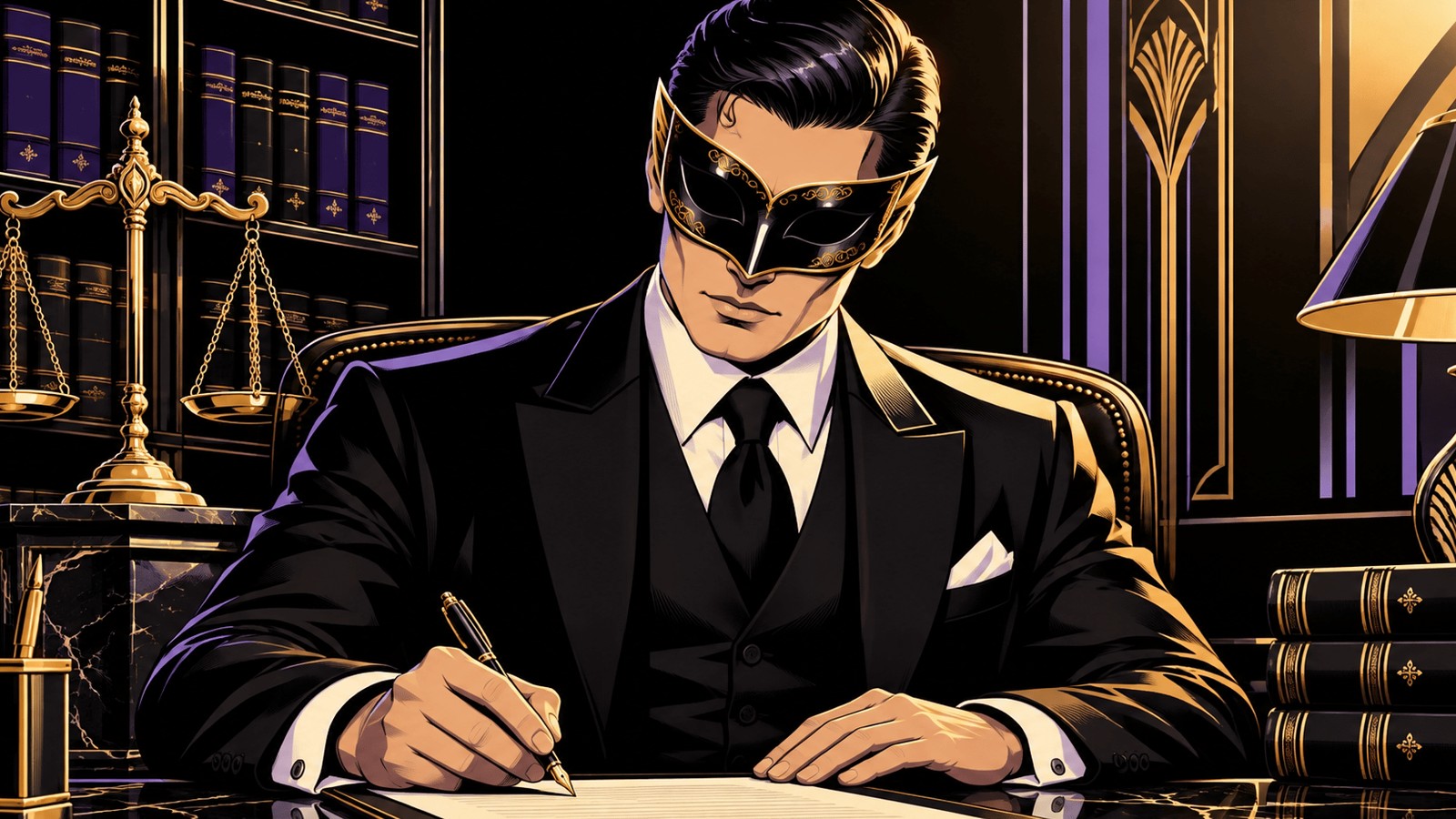 Boojee Legal — masked comic noir documents