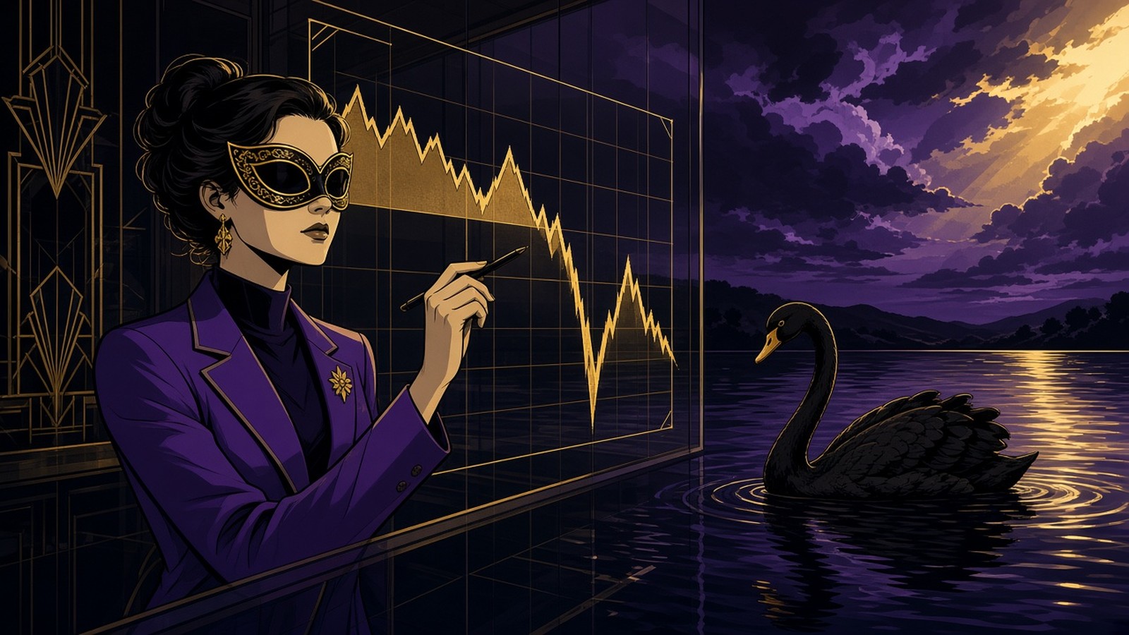 Black Swan — masked comic noir risk intel