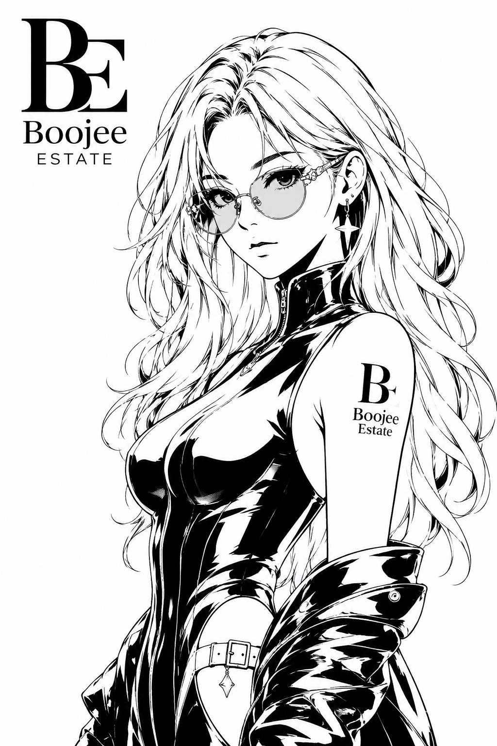 MADAME — The Hostess, Boojee Stays and Check-In. Main Boojee girl lineart.
